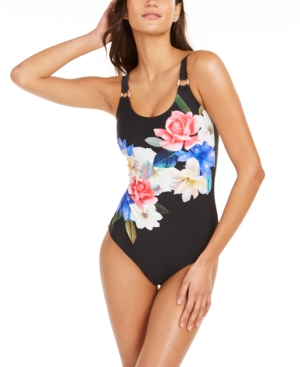 CALVIN KLEIN STARBURST PRINTED ONE-PIECE SWIMSUIT, CREATED FOR MACY'S WOMEN'S SWIMSUIT