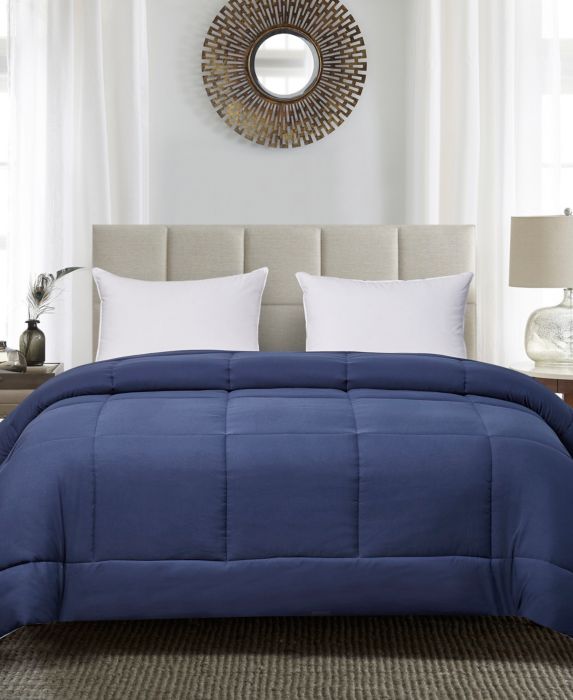 King Reversible Microfiber Down Alternative Comforter Navy/Light Blue