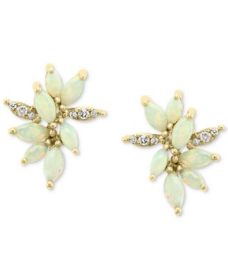 EFFY Collection - Opal (1-3/8 ct. t.w.) & Diamond (1/10 ct. t.w.) Stud Earrings in 14k Gold