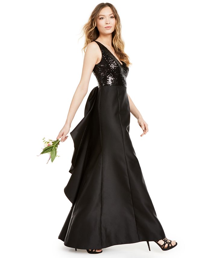 adrianna papell sequin mikado gown