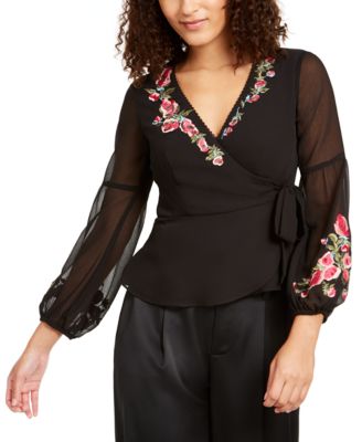 Nanette Lepore - Rosie Embroidered Wrap Top
