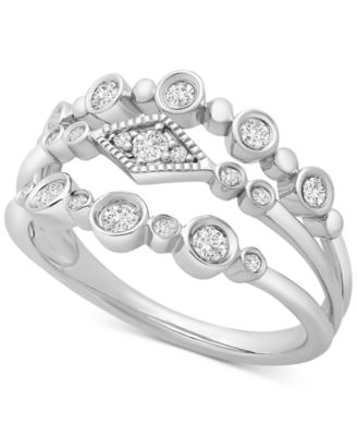 Wrapped™ Diamond Multi-Row Bezel Ring (1/3 ct. t.w.) in 14k White Gold ...