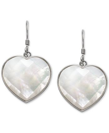 Macy's - Mother-of-Pearl Heart Drop Earrings in Sterling Silver