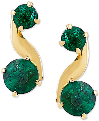 Macy's Emerald Swirl Drop Earrings (3/4 ct. t.w.) in 10k Gold & Reviews - Earrings - Jewelry & Watches - Macy's