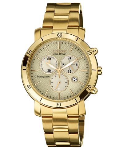 Citizen Women's Chronograph Drive from Citizen Eco-Drive Gold-Tone Stainless Steel Bracelet Watch 41mm FB1342-56P
