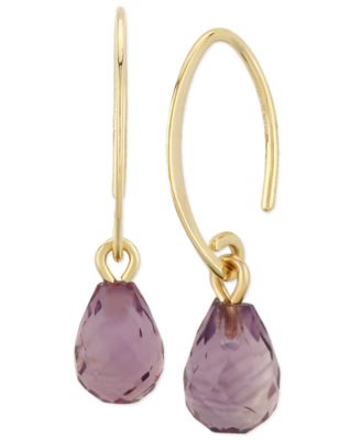 Macy's - Gemstone Briolette Drop Earring in 14k Yellow Gold Available in Amethyst, Garnet, Citrine, Blue Topaz or Peridot