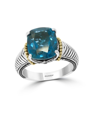 image of Effy Blue Topaz (3-1/2 ct.t.w.) Ring in 18k Yellow Gold and Sterling Silver
