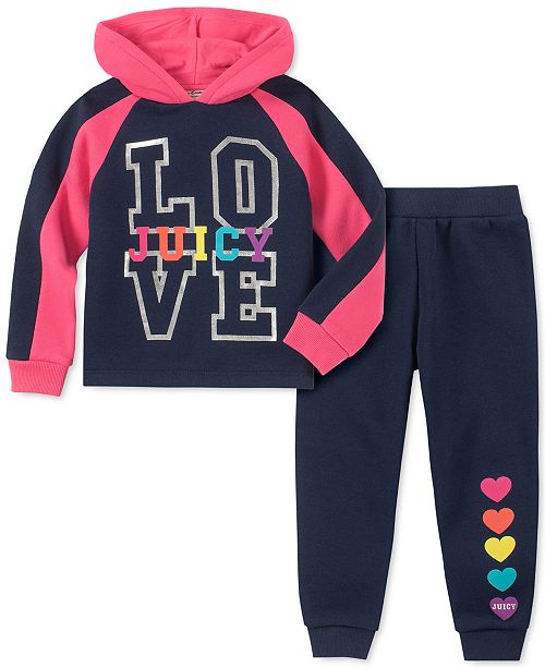 Juicy Couture Toddler Girls 2 Pc Love Hoodie Jogger Pants Set