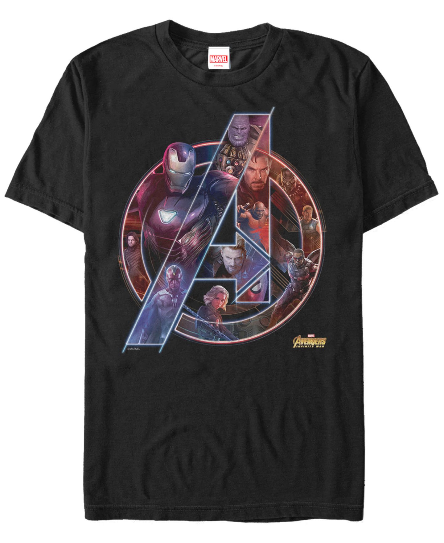Мужская футболка Fifth Sun Marvel Avengers Endgame Neon Heros Logo, Short Sleeve, цвет: Чёрный — фото 1