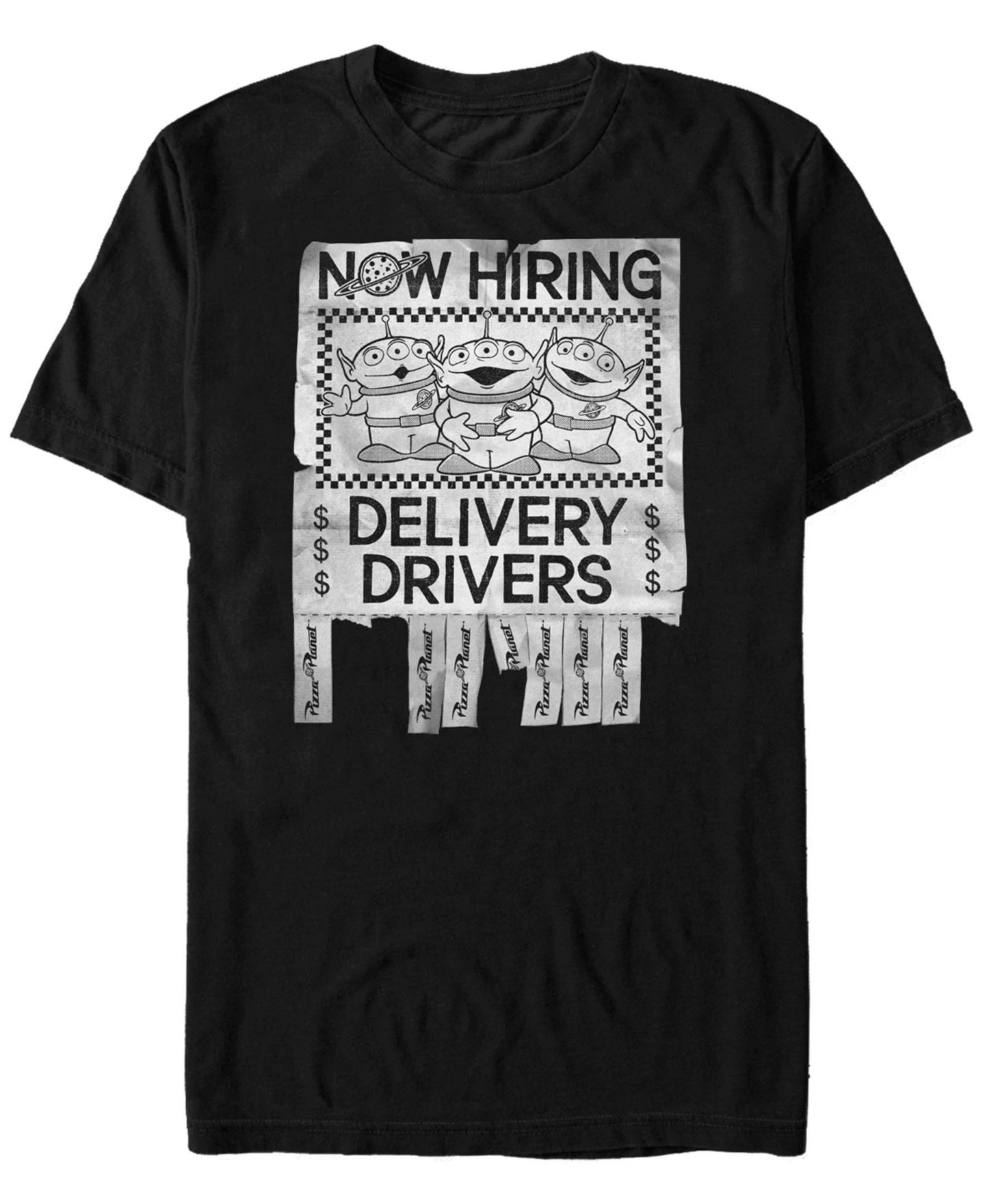 Мужская футболка Fifth Sun Disney Pixar Toy Story Pizza Planet Hiring Alien Delivery Drivers, Short Sleeve, цвет: Чёрный — фото 1