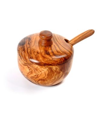 Olive Wood Sugar Bowl with Spoon