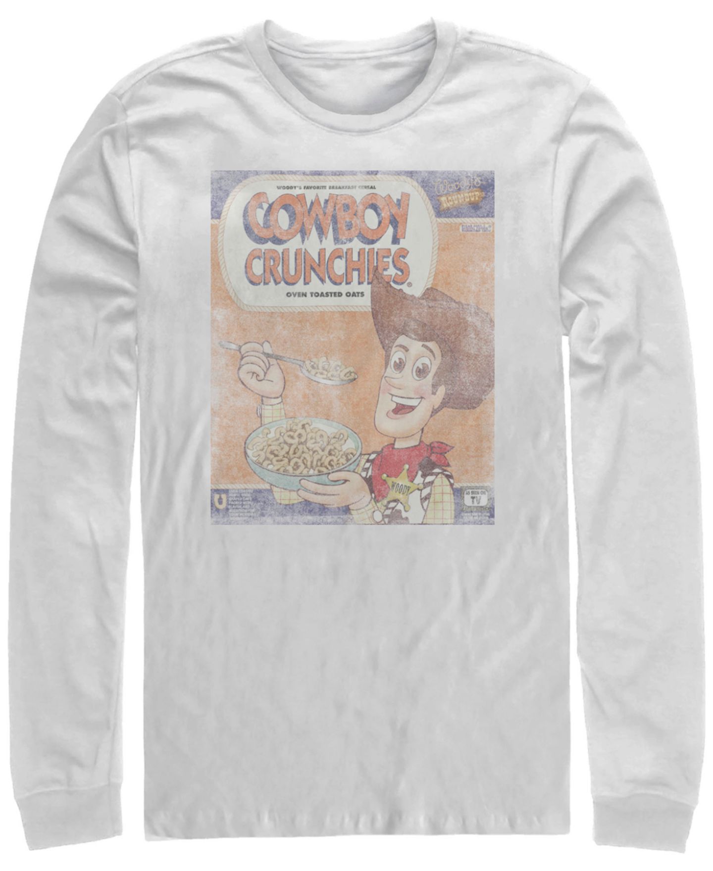 Мужская футболка Fifth Sun Disney Pixar Toy Story Woody Cowboy Crunchies, Long Sleeve, цвет: Белый — фото 1