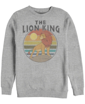 Disney Men's Lion King Rainbow Striped Sunset Crewneck Fleece