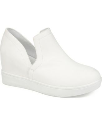 white wedge slip on sneakers