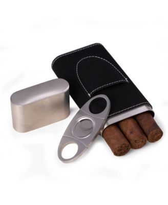 Bey-Berk Leather 3 Cigar Case with Cigar Cutter - Macy's