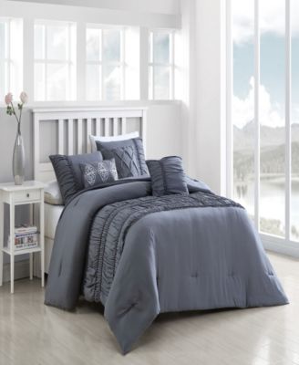 Geneva Home Fashion - Navier 6-Piece Ruched Queen Bedding Set