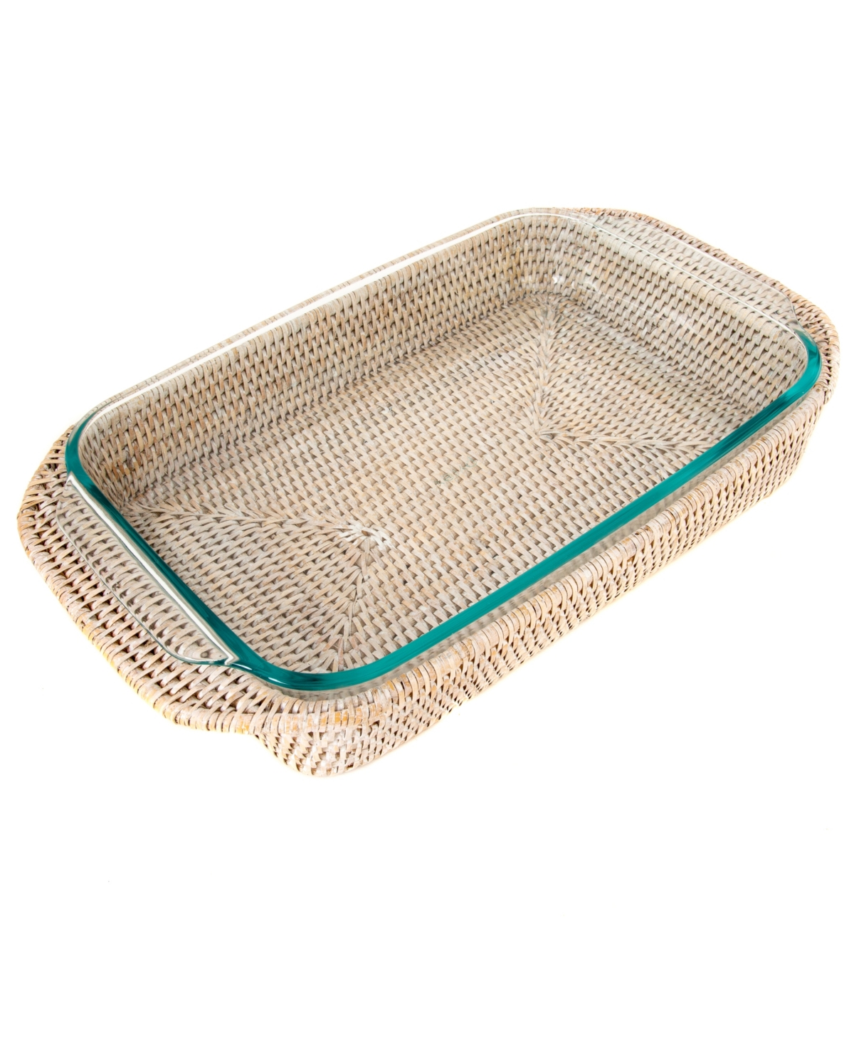 Artifacts Trading Company Artifacts Rattan Rectangular Baker Basket With Pyrex In Off-white