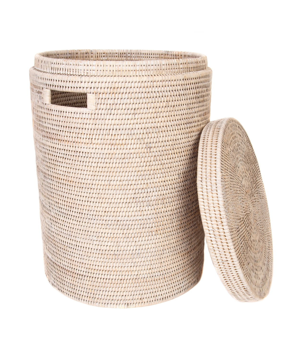 Artifacts Rattan Round Hamper with Lid and Cloth Liner - Off-White
