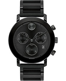 Men's Swiss Chronograph Bold Evolution Black Ion-Plated Steel Bracelet Watch 42mm
