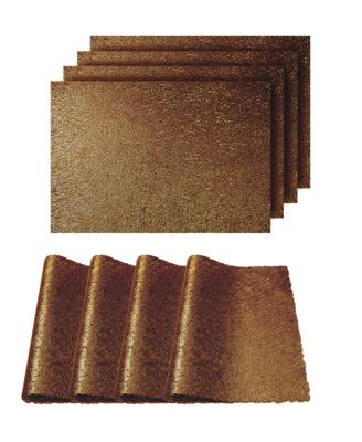 Reversible Metallic Lacey Place Mats Slip Resistant 12" x 18" Placemats - Set of 4