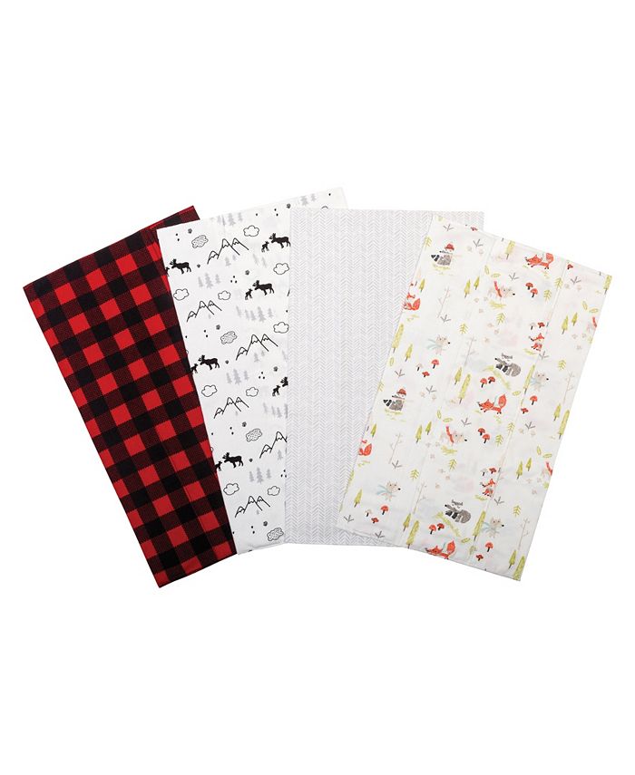 Trend Lab - Buffalo Check Woodland Flannel Burp Cloth 4-Pack
