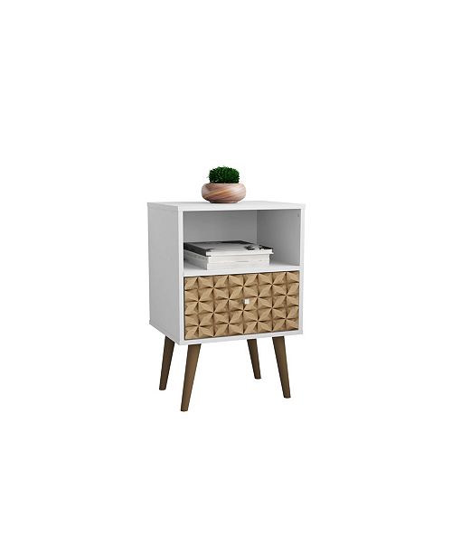 Manhattan Comfort Liberty Mid Century Modern Nightstand 1 0 With 1 Cubby Space And 1 Drawer Reviews Furniture Macy S