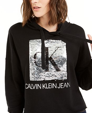 Calvin Klein Jeans Sequin Logo Hoodie - Macy's