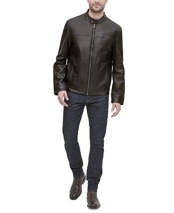 Cole Haan Men's Leather Moto Jacket & Reviews - Coats & Jackets - Men ...