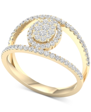 image of Diamond Oval Cluster Openwork Statement Ring (1/2 ct. t.w.) in 10k Gold