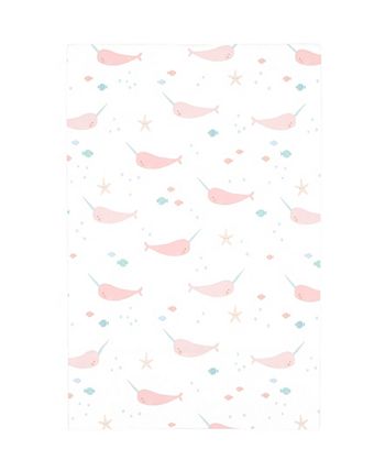 NoJo - Watercolor Narwhal Fitted Mini Crib Sheet