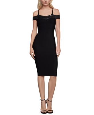 BCBGMAXAZRIA - Sequin-Trim Cold-Shoulder Bodycon Dress