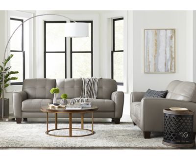 Furniture Kaleb 84" Tufted Leather Sofa and 61" Loveseat Set, Created for Macy's