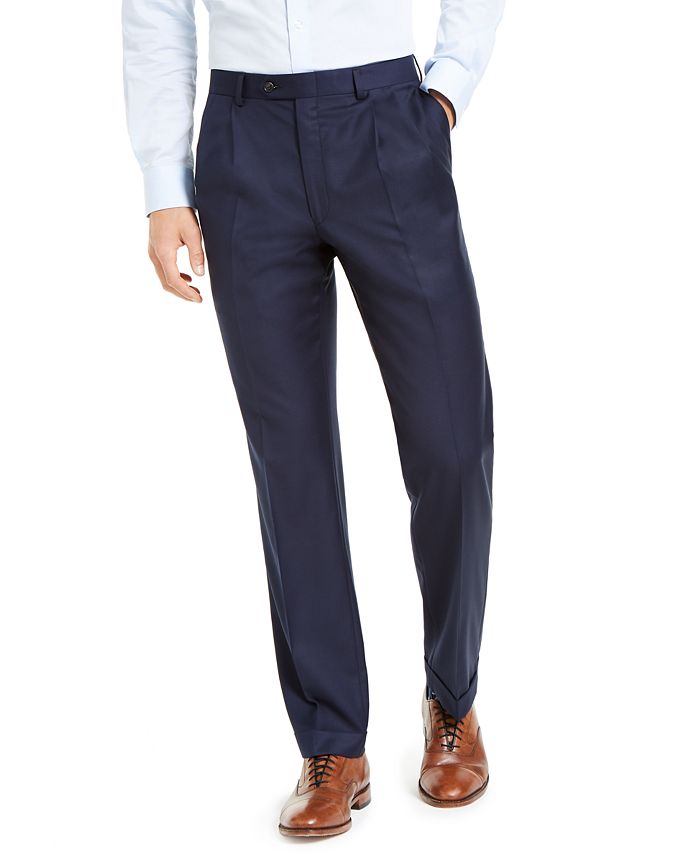 Men's  Athletic Cut Classic suit  Classic Relax Fit Pleated Pants 19 Inch Bottom Suits Dark Navy main image 1