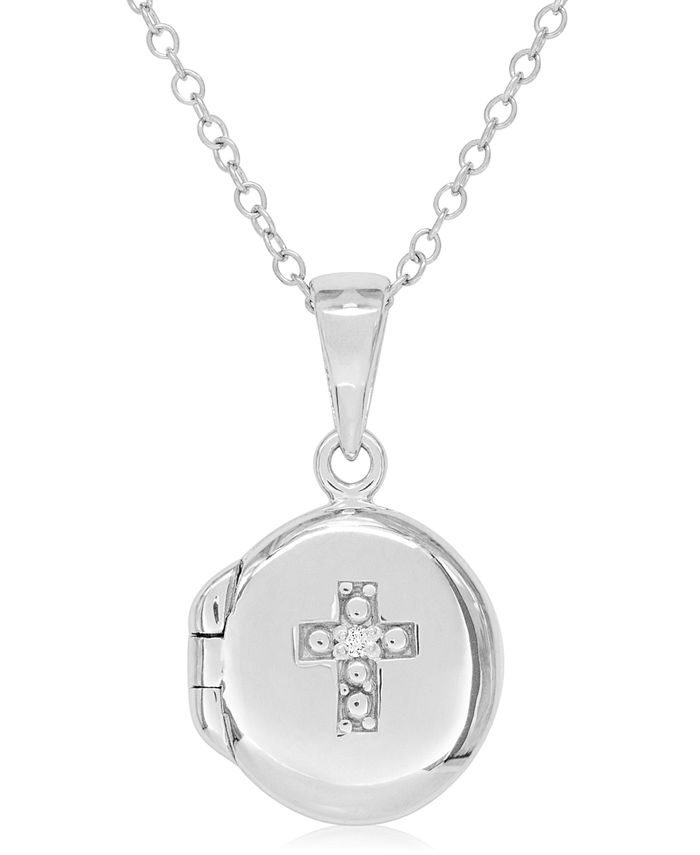 Rhona Sutton - Children's Diamond Accent Cross Locket in Sterling Silver