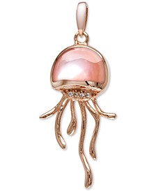 Mother-of-Pearl & White Sapphire (1/20 ct. t.w.) Jellyfish 21" Pendant Necklace in Rose Gold-Plated Sterling Silver