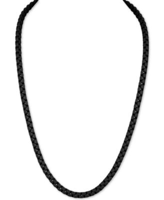 Men's Box Link 22" Chain Necklace in Black Enamel over Stainless Steel (Also in Red & Blue Enamel)