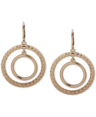 Anne Klein - Basket Weave Textured Orbital Drop Earrings