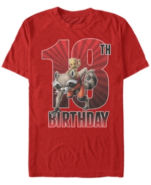 Fifth Sun Men's Marvel Guardians of The Galaxy Rocket and Baby Groot 18th Birthday Short Sleeve T-Shirt