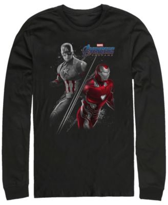 Marvel Men's Avengers Endgame Iron Man Captain America Split, Long Sleeve T-shirt