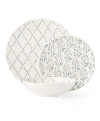 Textured Neutrals  Lattice/Leaf 12-PC Dinnerware Set, Service for 4