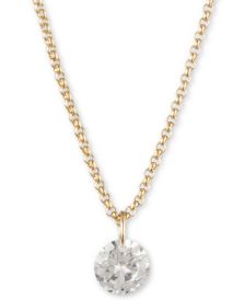 Gold-Tone Crystal Pendant Necklace, Created for Macy's, 16" + 3" extender