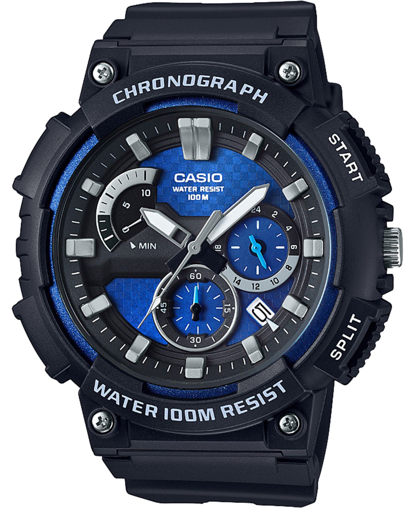 Мужские часы Casio Chronograph Black Resin Strap Watch 53.5mm — фото 1