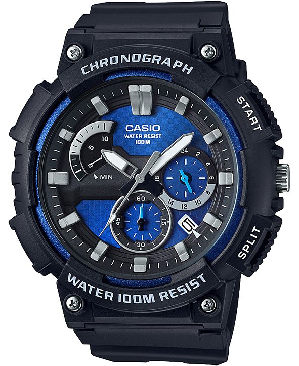 casio chronograph black rubber strap