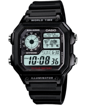 Casio Unisex Digital Stainless Steel Bracelet Watch 25mm In Black