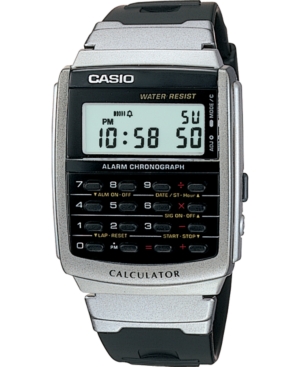 image of Casio Unisex Digital Calculator Black Resin Strap Watch 34.8mm