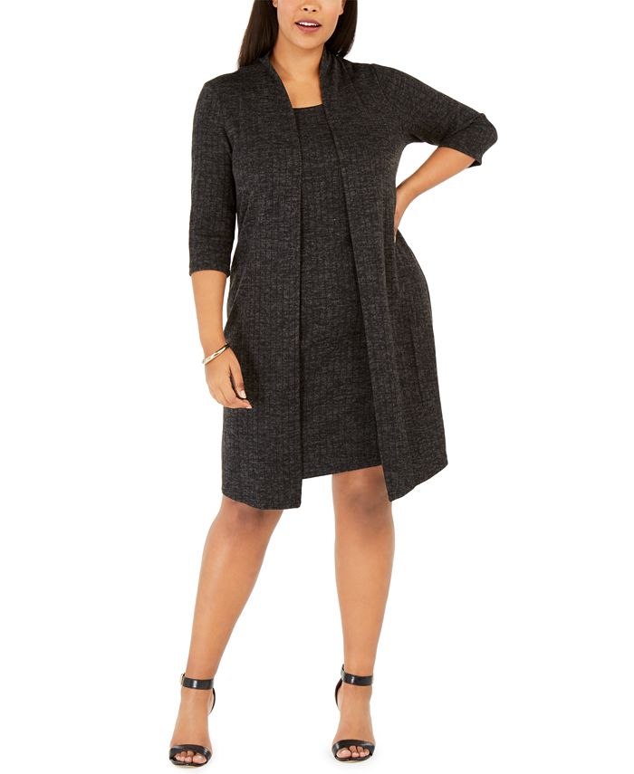 Connected Womens Plus Size Layered Jacket Dress Size 14W main image 1