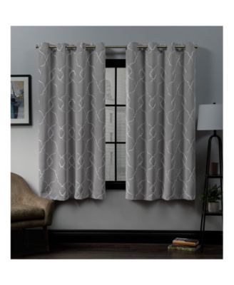 Belmont Embroidered Woven Blackout Grommet Top Curtain Panel Pair