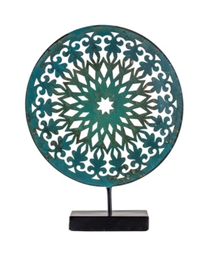 Crystal Art Gallery American Art Decor Medallion Sculpture On Stand Table Top Decor In Turquoise