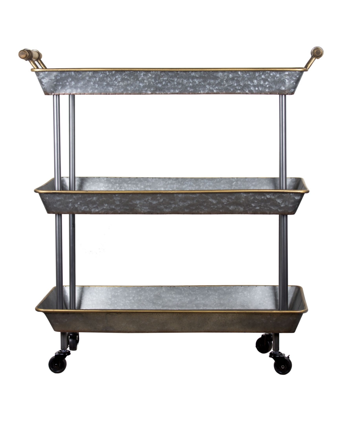 Crystal Art Gallery American Art Decor 3Shelf Galvanized Rolling Cart