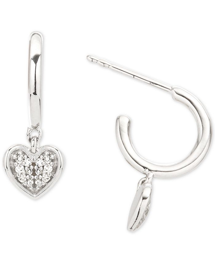 Elsie May Diamond Heart Charm ExtraSmall Hoop Earrings (1/20 ct. t.w